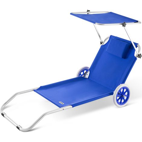 Sun Lounger Beach Aluminium Camping Recliner Patio Balcony Deck Chair Sun Shade Blue (1/5)
