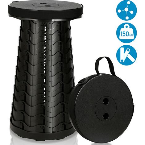 SWANEW Tabouret télescopique tabouret léger petit pliant jusqu'à 150 kg chaise camping pliable noir (1/4)