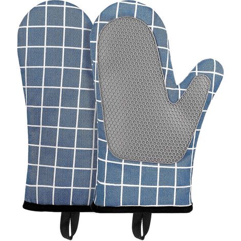 Gants de cuisine en silicone antidérapants et résistants à la chaleur, avec doublure en coton (lot de 2) (1/5)