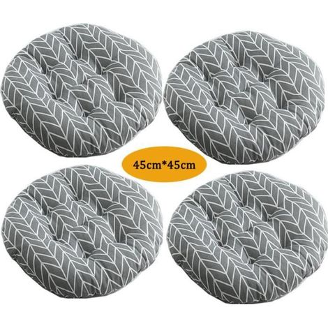 Lot de 4 Coussin de Chaise Coussins de Siège, Ronde Tatami Respirant Schéma Coussins de Chaise Galette de Chaise, 4545cm,Style L (1/3)