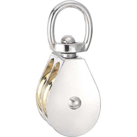 Poulie à double câble (36 mm de largeur, argent) (1 pièce), roue pivotante robuste en alliage de zinc, poulie fixe pour corde métallique, équipement de gym, corde à linge (1/5)