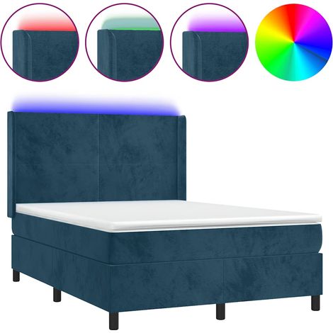 Maison Exclusive - Sommier à lattes de lit matelas et LED Bleu foncé 140x190 cm (1/5)