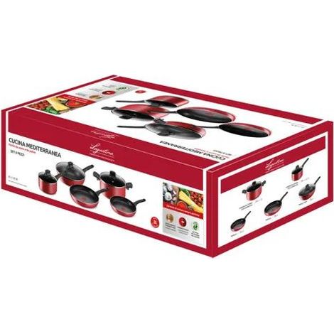Lagostina Cucina Mediterranea Set de cacerolas rojo 8 piezas