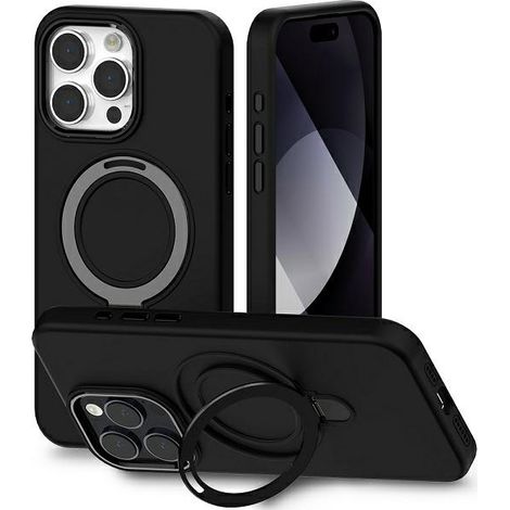 Funda de silicona Mercury MagSafe Stand para iPhone 15 Pro, color negro.
