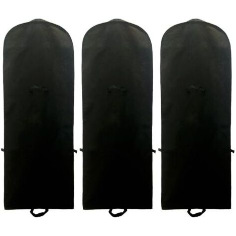 [Jeu de 3] 180 cm Housse de Protection Respirante pour Vêtements Longs et Robes de Mariée, pour Robes, Costumes, Manteaux, Vestes etc,  Noir (1/5)