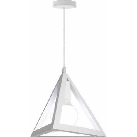 Lustre Suspension Industrial Abat Jour Suspension Art Géométrique en Métal, Triangle, Blanc BLOW (1/5)