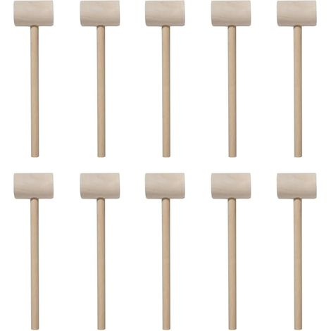 Lot de 10 mini maillets en bois massif pour briser le chocolat et le maroquinerie, outil de bricolage (cylindrique) (1/5)