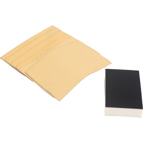 Self-adhesive flocked yellow sandpaper + sponge block (1/5)