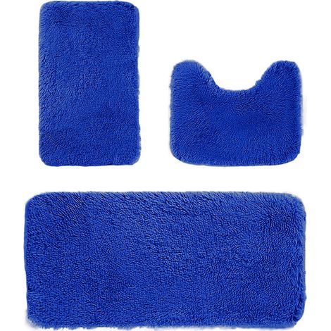 Bathroom Rug Set - 3 Piece - Cotton Blend - Non-Slip Backing - Machine Washable - For Standard Bathrooms (1/5)