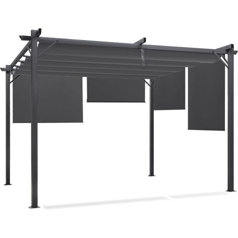 Pergola édition spéciale IDMARKET - Toit rétractable 3x4 M - 4 stores - Gris anthracite