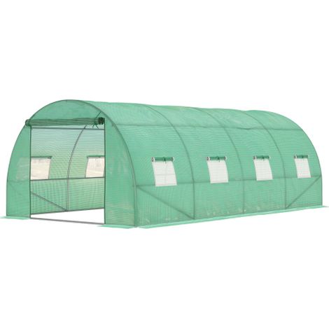 6x3M Walk-in Polytunnel Greenhouse with Zipped Roll-Up Door and 8 Mesh Windows for Outdoor Gardening