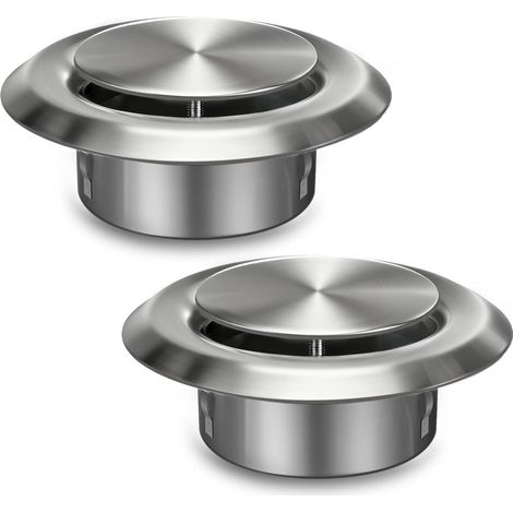 Juego de 2 rejillas de ventilación ajustables de acero inoxidable de 100 mm para baño, oficina y cocina.