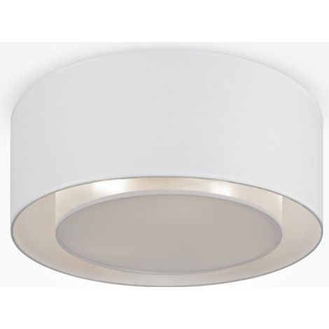 Maytoni Bergamo Plafonnier cylindrique moderne à 3 lumières blanc, abat-jour transparent et blanc, E27
