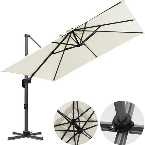 Wolketon Sonnenschirm Creme Ø300 cm – Eleganter Gartenschirm mit Kurbel & UV-Schutz