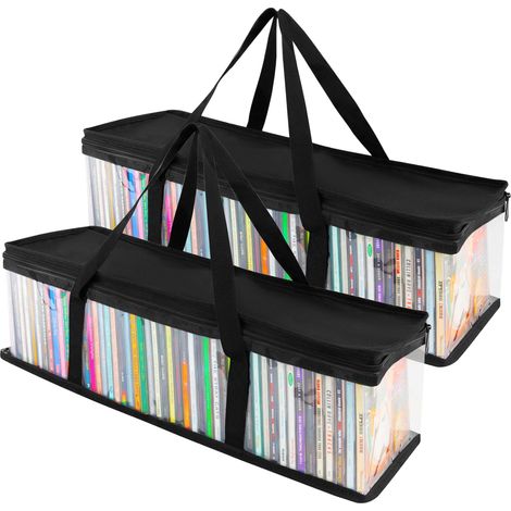 Sac De Rangement Cd - Pvc Transparent Et Resistant - Avec Poignees Pour Transport - Protection Contre L Humidite Et La Poussiere - 2 Unites (1/5)