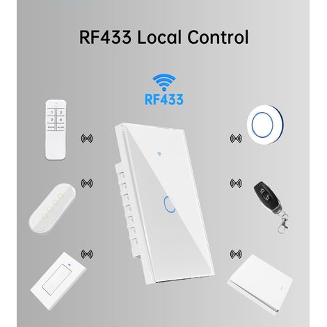 Interrupteur tactile intelligent sans cadre WiFi + RF433 Tuya, panneau d’éclairage domotique, contrôle à distance et fonction double‑commutation pour maison (1/4)