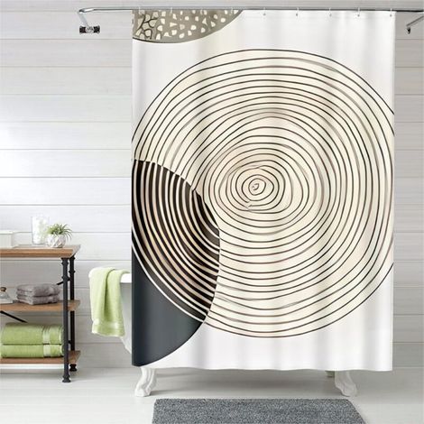 Rideau de douche géométrique design, œillets plastique – Déco salle de bain (1/5)