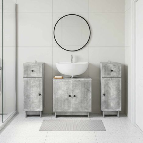 vidaXL 3 Piece Bathroom Cabinet Set EDE Concrete Grey Engineered Wood (1/5)