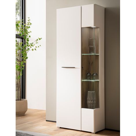 Vitrine inkl. Beleuchtung weiß mit Eiche SUTTON-61 (1/5)