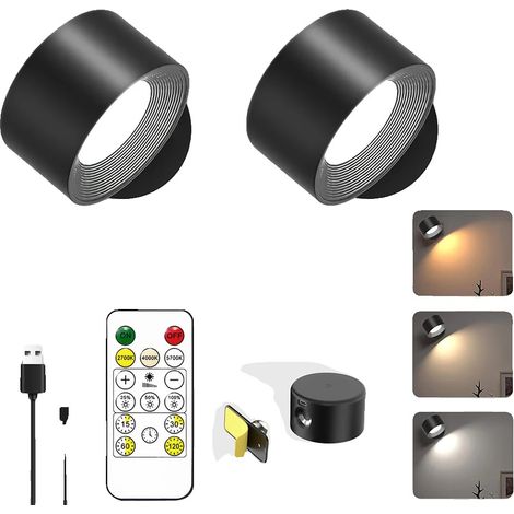 Applique Murale LED, Dimmable, Batterie Rechargeable, noir-4pcs (1/2)