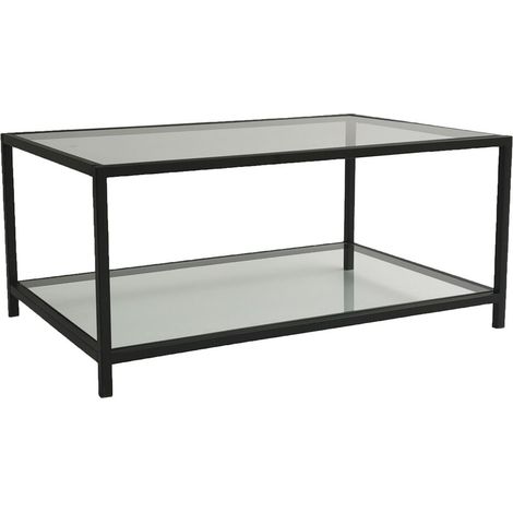 Tavolino da salotto moderno 90x60cm in metallo e vetro Astro - Trasparente Fumé (1/5)