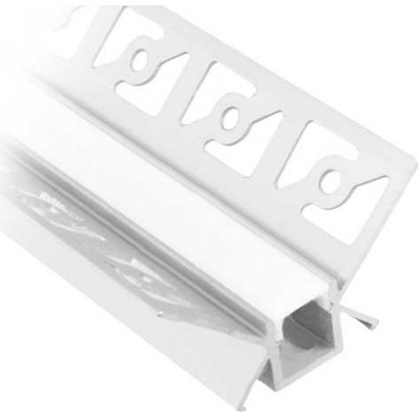 Kit profilo Angolare da rasare a cartongesso da 2m con copertura satinata e 2 tappi