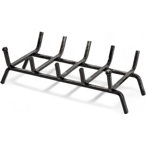 Brucialegna in ferro battuto verniciato per camino con design a sfera e cinque barre dimensioni 50x30x15 cm resistente ed elegante (1/4)