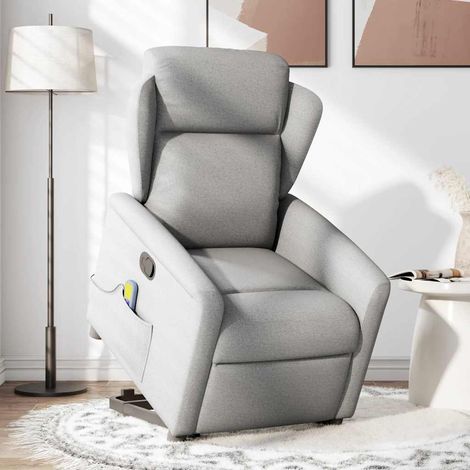 Maison Exclusive - Poltrona Alzapersona Massaggi Reclinabile Grigio Nuvola Tessuto