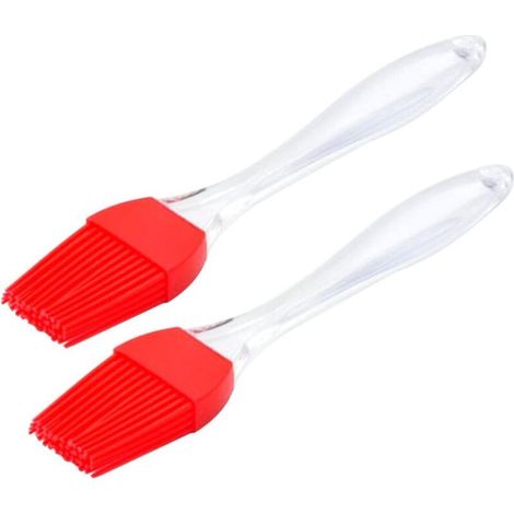 Set mit 2 Silikonpinseln mit transparenten Griffen zum Verstreichen von Butter, Sahne und Zuckerguss auf Kuchen - Crezuo