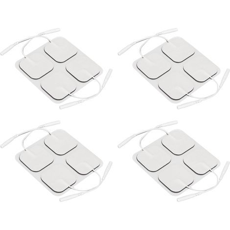 16 Électrodes Adhésives TENS Réutilisables 2mm, Lot de 16 Pièces 4x4cm pour Thérapie Électrique