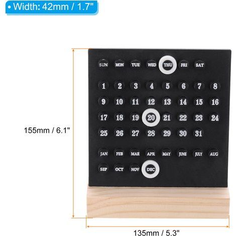 Ewiger Holzkalender, Acryl-Tischkalenderständer mit Anzeige von Monat, Wochentag und Datum, geeignet für Büros, Geschäfte, Arbeitszimmer und als Dekoration für Zuhause. (1/5)