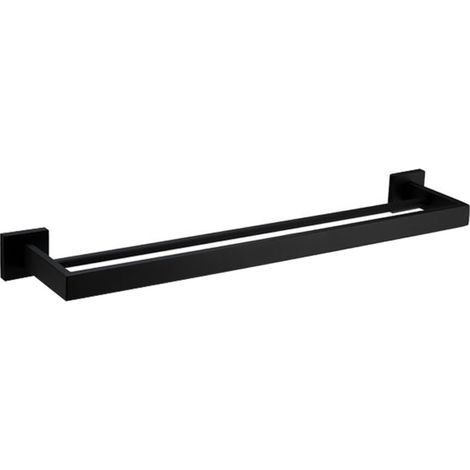 Porte-serviettes - Noir Mat - Acier Inoxydable - 60 cm - 2 Barres - Accessoires de Salle de Bain (1/5)