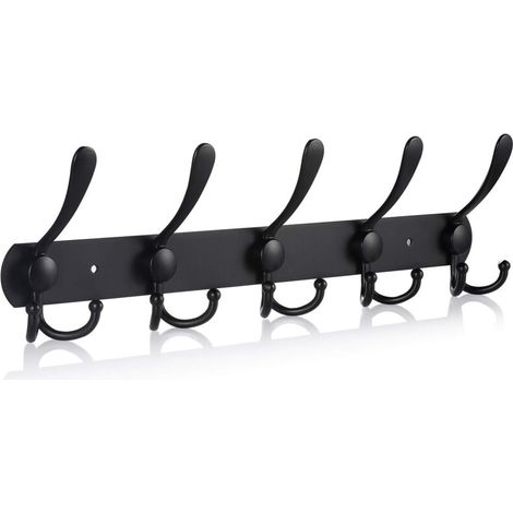 (Matte Black, 15 Hooks, 1pcs) Coat Hooks for Towels Bathrobes