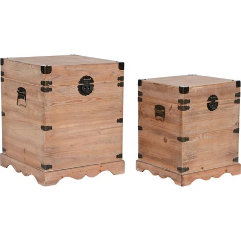 Baul Set 2 Abeto Metal 48X48X61 Rustico Natural MB206518 (1/5)