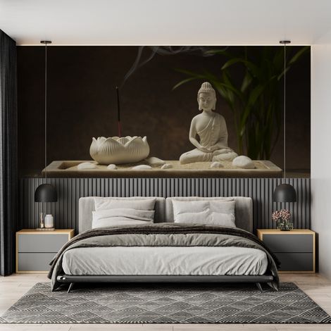 Papier peint zen bouddha encens - 150 x 250 cm (1/2)