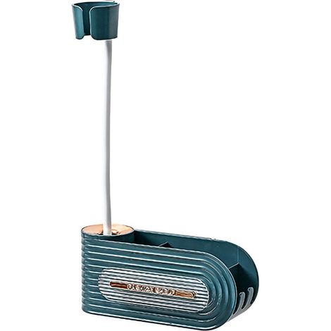 Wandmontierter Haartrocknerhalter, robust, wasserdicht und feuchtigkeitsbeständig, ideal für Badezimmer oder Schlafzimmer, dunkelgrüne Farbe. (1/5)