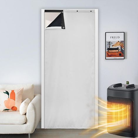 Rideau de Porte Isolant Thermique Anti Froid Chaleur Rideaux Occultant Imperméable Coupe-Vent Séparation de Pièce pour Couloirs, Portes, Patio Blanc, 90x200cm (1/5)