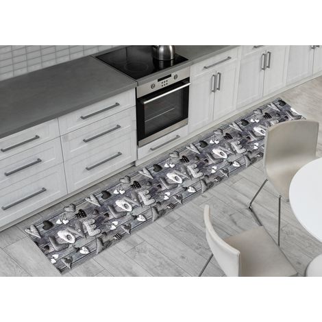 Tappeto Passatoia Antiscivolo Con Stampa Digitale Dis. Love Grigio, misura50x280coloreLove Grigio (1/4)