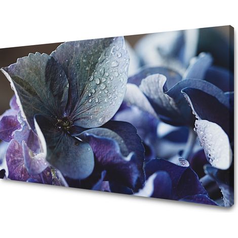 Lienzo impreso con flores de hortensia azul, 120x60 cm.