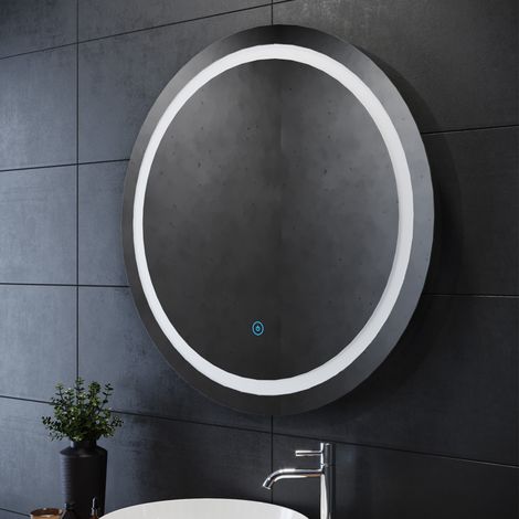 SIRHONA 80 x 80 cm Espejo Baño con Luz Redondo Antivaho Espejo Baño LED Pared Interruptor Táctil (1/5)