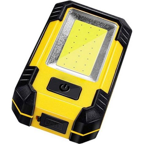 Lampada Led COB da lavoro Nera e gialla con gancio e calamita Power Bank IP65 Bianco freddo 6000K M LEDME (1/5)