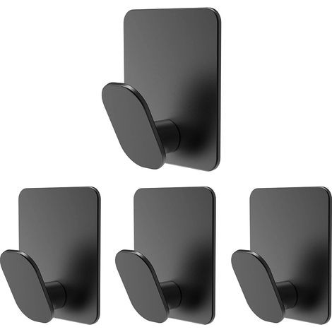 Juego de 4 ganchos para baño, acero inoxidable, fijación con cinta adhesiva, capacidad de carga de hasta 3 kg, para baño, superficies planas, detrás de puertas, superficies lisas, balcones, etc., colo (1/5)