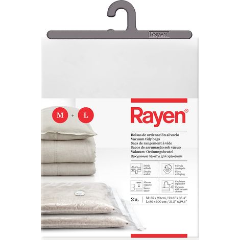 Rayen 6235 sottovuoto per Biancheria, Confezione 2 Sacchi (55 x 90 cm e 80 x 100 cm), 2 unità (1/5)