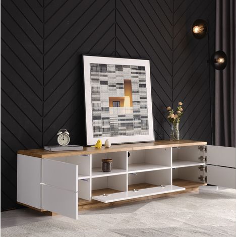 mobile tv 180 cm design grigliato bianco legno HAVRYA (1/5)
