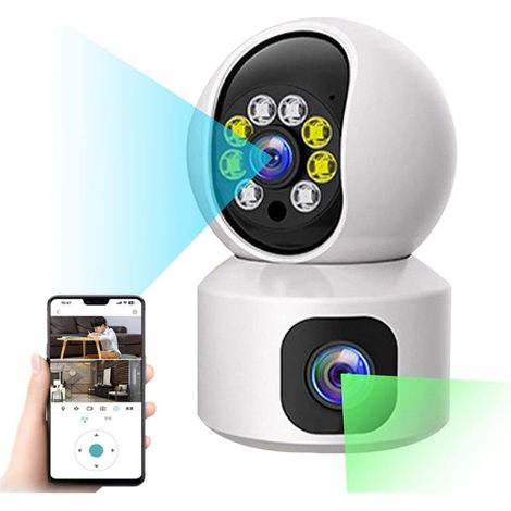 TrAdE Shop Traesio - Telecamera Wi-fi Doppia Videocamera Di Sorveglianza Motorizzata 360° Ip44 App - (1/5)