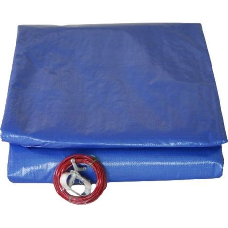 Runde Poolabdeckung 420 cm für 360 cm Pools, 140 g/m² HDPE, mittiges Drainagenetz, blau, Univers Du Pro (1/5)