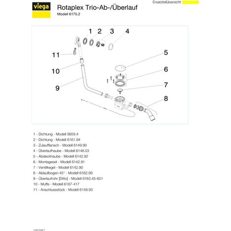 Bonde de vidange/trop-plein Rotaplex Trio 6175.2 DN40/50, chromée (1/5)