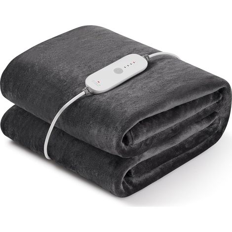 Chauffante Couverture Électrique avec Arrêt Automatique, 4 Niveaux de Chauffage, Minuterie d'arrêt Automatique de 10 Heures, Protection Contre la Surchauffe Couverture Électrique (1/5)