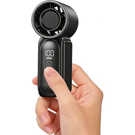 Mini ventilateur portable à main, 6 vitesses, 16 900 tr/min, haute vitesse, essentiel pour l'été, avec écran LED, rechargeable par USB, avec cordon pour maquillage, voyage, extérieur, cadeau pour