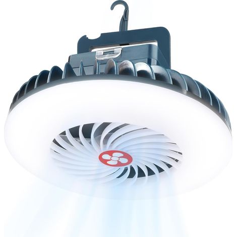 Camping Light 2 en 1 avec ventilateur, ventilateur de bureau portable avec éclairage LED. Utilisation extérieure et intérieure (1/4)